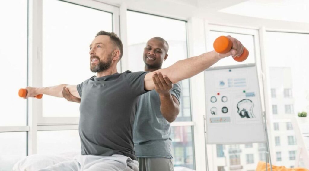 a male patient undergoing concussion recovery treatment from Active Edge in Columbus Ohio