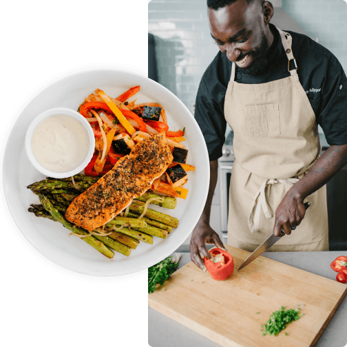 an Active Edge functional nutrition specialist preparing a meal